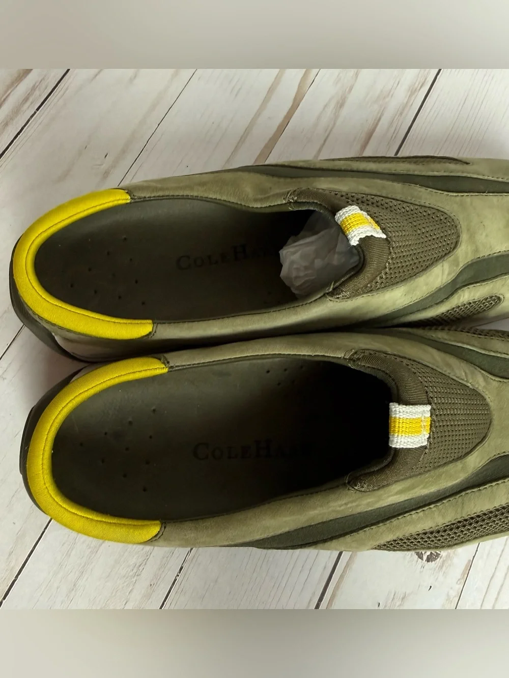 Cole Haan Green Suede Nike Air Slip On Sneakers Rubber Sole Nursing Comfort